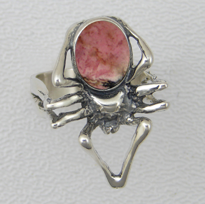 Sterling Silver Spider Ring With Rhodocrosite Size 12 Sterling Silver Spider Ring With Rhodocrosite Size 12